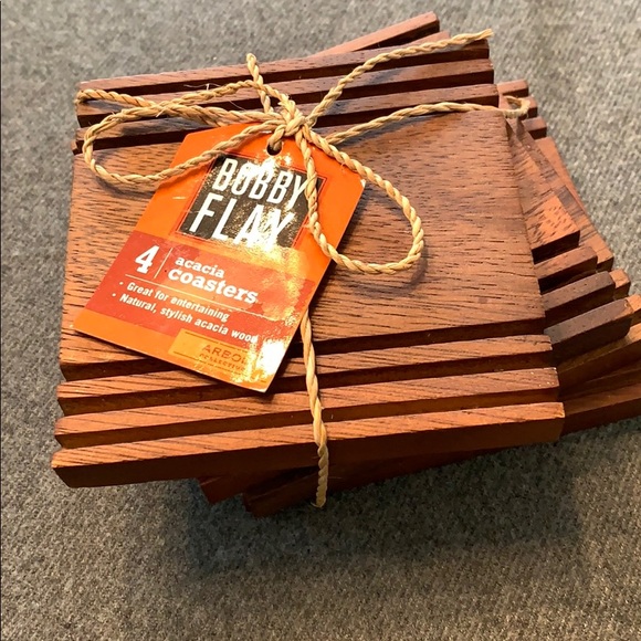 bobby flay Other - NWT Bobby Flay Acacia Wood Coasters Set of 4, 4”